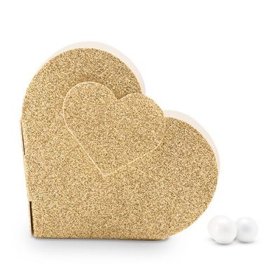 Scatolina a forma di cuore gold glitterata porta confetti