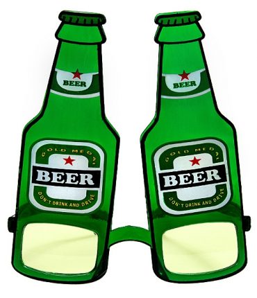 Occhiali in plastica divertenti a forma di birra colore verde