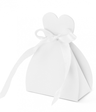 10 scatoline sagoma sposa porta confetti con fiocchetto bianco
