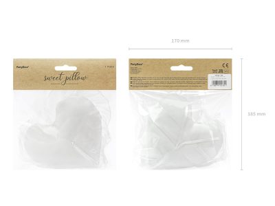 Cuscino portafedi forma cuore bianco con tulle e nastrino per fedi