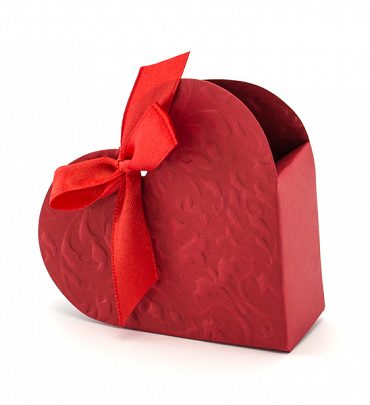 10 scatoline cuore rosso e nastrino di raso rosso porta confetti
