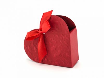 10 scatoline cuore rosso e nastrino di raso rosso porta confetti