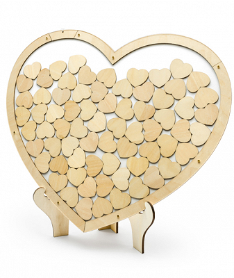 Guestbook a forma di cuore in legno con cuoricini per dediche