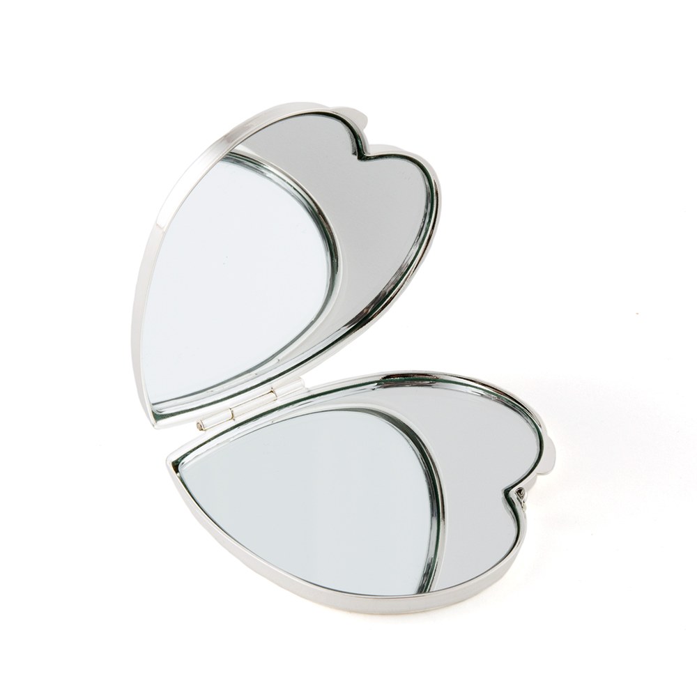 Specchietto da borsa cuore silver personalizzato, idea regalo damigelle