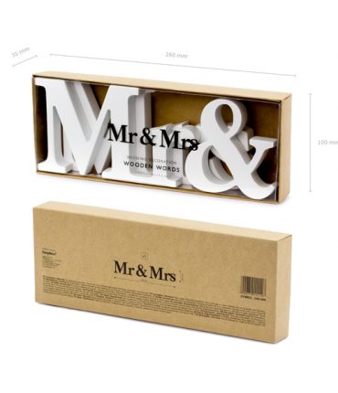 Scritta legno Mr&Mrs in legno bianco composta da 3 pezzi