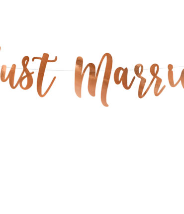 Banner "Just Married" RoseGold in carta specchiata per decorazioni