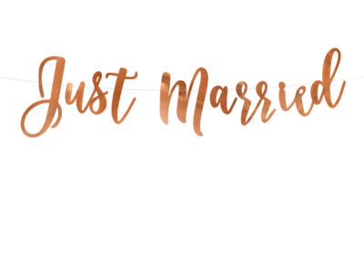 Banner "Just Married" RoseGold in carta specchiata per decorazioni