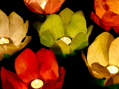 6 lanterne galleggianti fiori