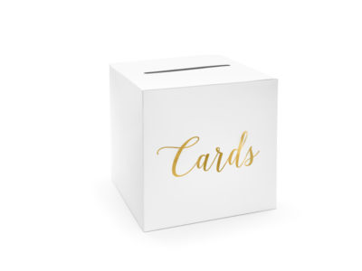 Scatola bianca buste regalo quadrata con scritta rose gold "Cards"