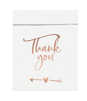 6 Bustine Carta "ThankYou" bianche con scritta rose gold