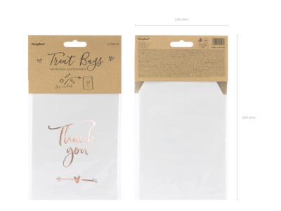 6 Bustine Carta "ThankYou" bianche con scritta rose gold