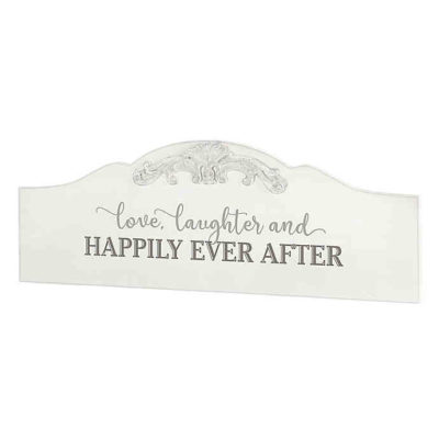 Scritta Legno Bianco "Happily Ever After" Shabby Chic