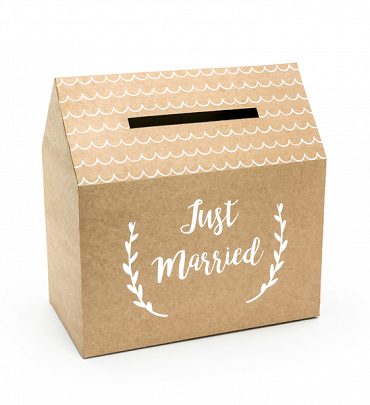 Scatola casetta per buste regalo "Just Married"