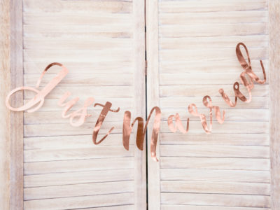 Banner "Just Married" RoseGold in carta specchiata per decorazioni