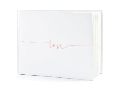 Guestbook bianco love rosegold con 22 pagine bianche