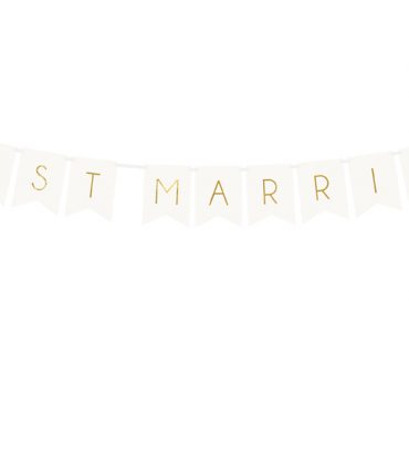 Banner just married bianco con scritta in oro lungo 2,5 metri totali