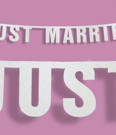 Banner just married glitterato lungo 170 cm per allestimenti
