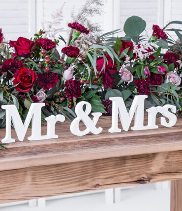 Scritta in Legno Bianco Mr&Mrs Decorativa Matrimonio Allestimento